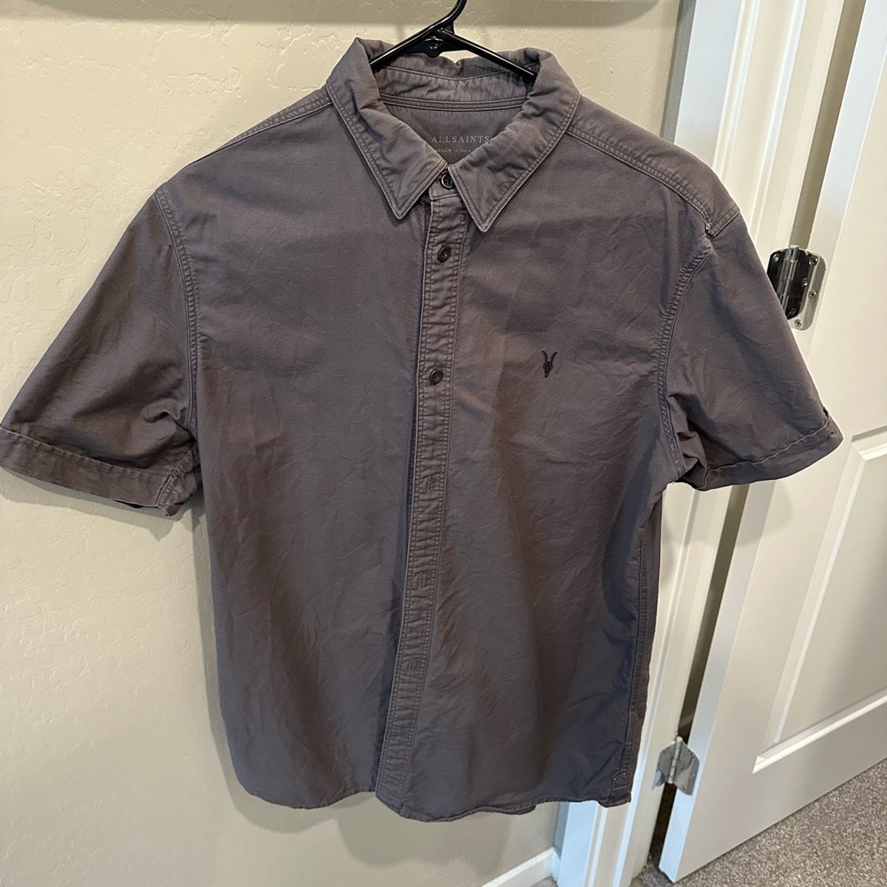 All Saints Gray Short Sleeve Shirt